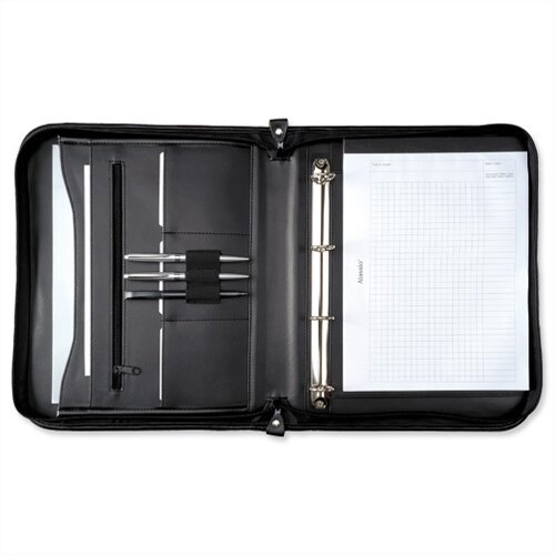 5 Star Elite Zipped Conference Ring Binder Genuine Leather Capacity 20mm A4 Black Hunt Office