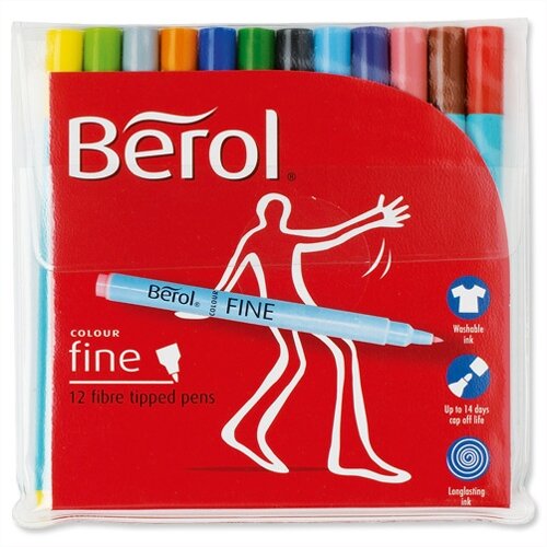 Berol Colour Fine Line Pen Assorted Washable Ink Line Wallet