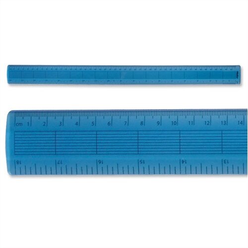 Ruler Plastic Blue Tint Shatter Resistant Gridded Inches and Metric 45 ...