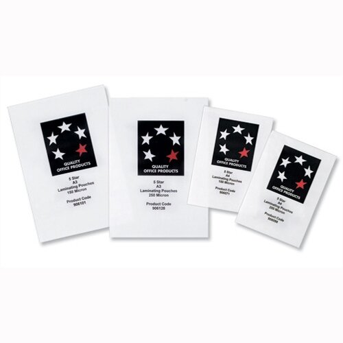 5 Star A3 Laminating Pouches 150 Micron Glossy Pack 100 Hunt Office