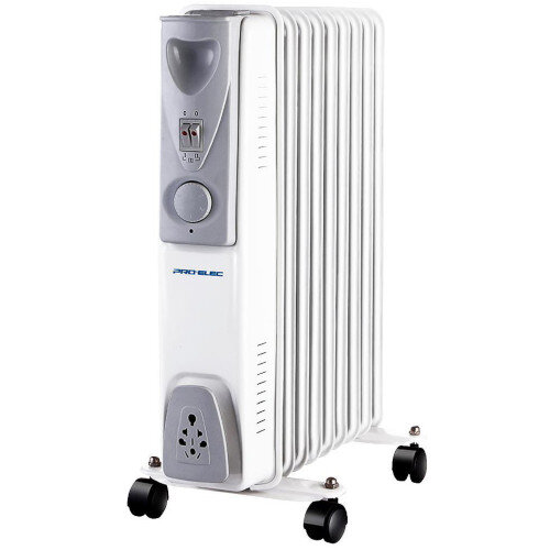 2kW 9 Fin Oil Filled Radiator White Ref HG01188 - Hunt Office Ireland