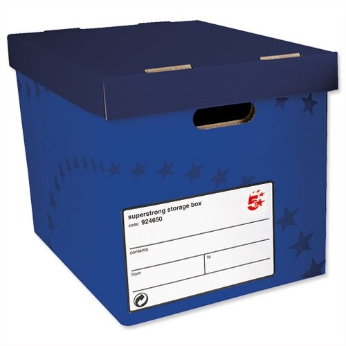 5 Star Archive Storage Box Foolscap Superstrong Blue 10 Pack Hunt
