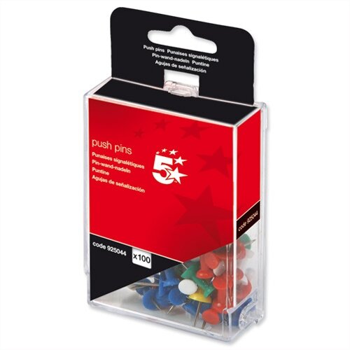 Office Push Pins Assorted Opaque Pack 100 5 Star Hunt Office Ireland