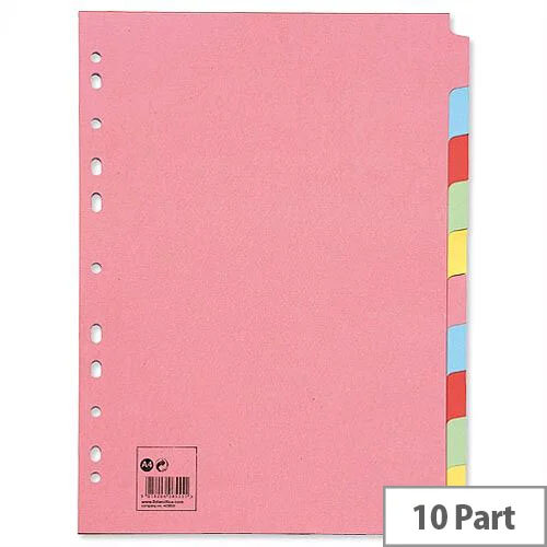 10 Part Assorted Subject Dividers A4 Pack 10 5 Star - Hunt Office Ireland