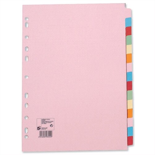 15 Part Assorted Subject Dividers A4 Pack 10 5 Star - Hunt Office Ireland