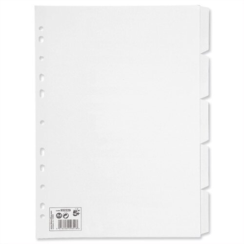 5 Part Subject Dividers White A4 Pack 10 5 Star - Hunt Office Ireland