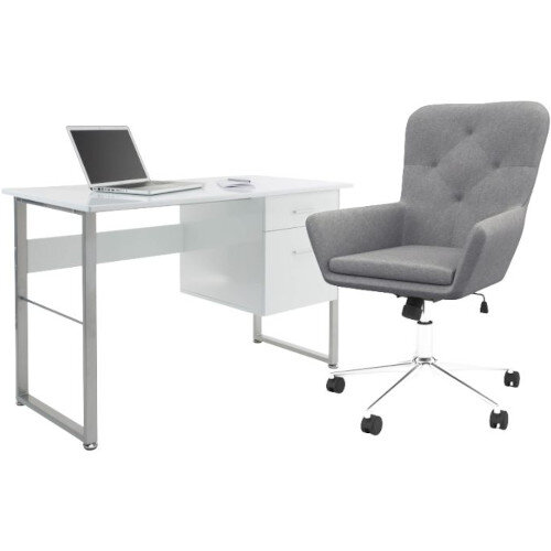 Home Office Bundle Alphason Cabrini Home Office Desk White with