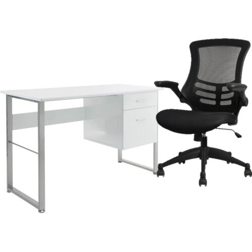 Home Office Bundle Alphason Cabrini Home Office Desk White With Silver
