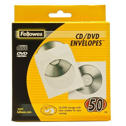 Fellowes CD Envelope Paper White Pack of 50 90690 Hunt Office Ireland