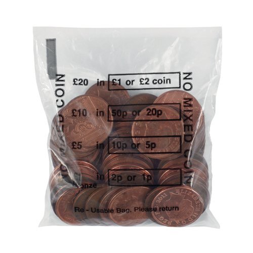 Cash Denominated Coin Bags for £ (Pack of 5000) 0936003 Hunt