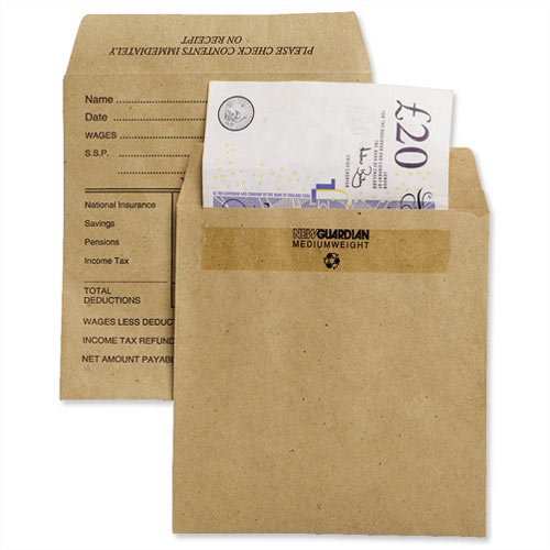 New Guardian Wage Envelopes Press Seal Medium Printed Pocket Manilla