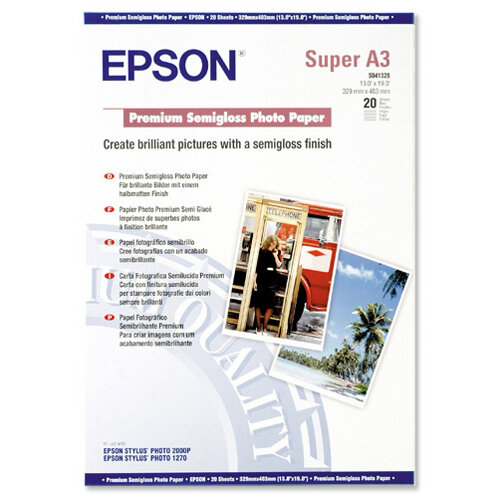 Epson A3 Semi Gloss Premium Photo Paper Pack Of 20 C13s041328 Hunt Office Ireland