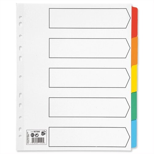 5 Part Coloured Tab White Index Extra Wide A4 White 5 Star - Hunt ...