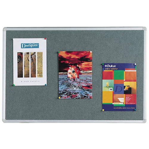 Q Connect Notice Board 1800 x 1200mm Aluminium Frame Grey Hunt Office