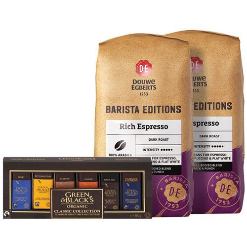 Buy 2 Douwe Egberts Rich Espresso Beans 1kg FOC Green and Blacks