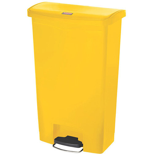 Rubbermaid Resin Slim Jim 68 Litre Front Step Step-On Pedal Bin Yellow - Hunt Office Ireland