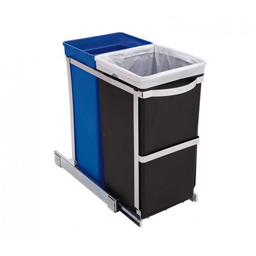 Simplehuman PullOut Drawer 2 Compartment Recycling Bin Polished Steel
