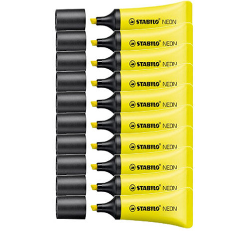 Stabilo Neon Highlighter Pens Yellow Pack of 10 72/24 Hunt Office Ireland