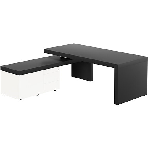 Auttica Anthracite Executive Office Desk With White Left Side Return W2000mm Hunt Ireland Auttica Anthracite Executive Office, Small Right Hand Return Desk