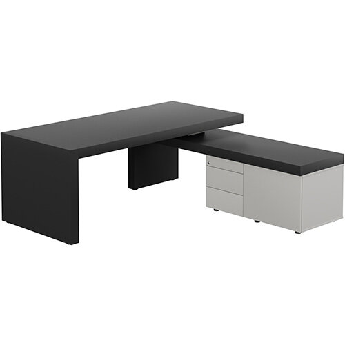 Auttica Anthracite Executive Office Desk With Grey Right Side Return W2000mm Hunt Ireland Auttica Anthracite Executive Office, Small Right Hand Return Desk