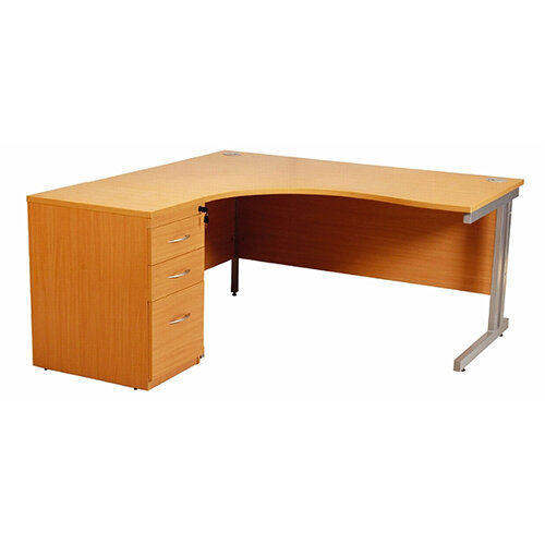 Principals Radial Right Handed Desk With 3 Drawer Fixed Pedestal Hunt