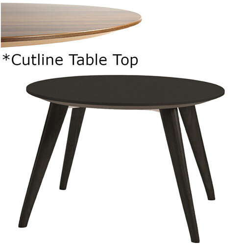 Frovi YAK Round Coffee Table With Black Oak Frame & Cutline Top