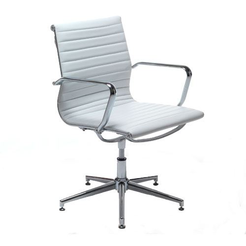 Aria A Medium Back Memory Return Swivel Leather Chair White AM3 Hunt