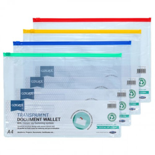 CONCEPT A4 DATA ENVELOPE W/ZIPPER 4 ASST. - Hunt Office Ireland
