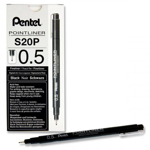 Stylo Technique Pentel S20P Pointliner - Encre Noire Fineliner - Neuf Japonais