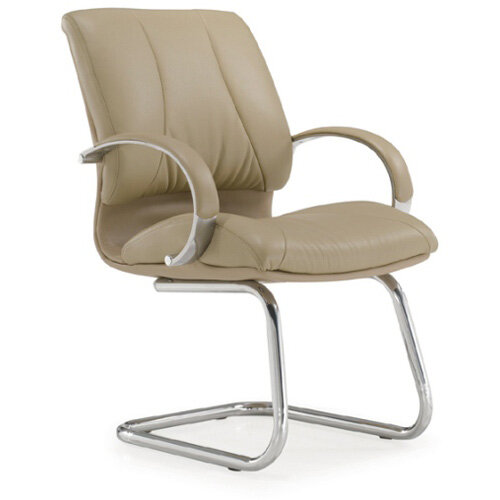 Executive Cantilever Boardroom Chair in Beige Italian Leather Hunt