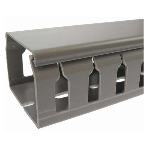 Cat5e/Cat6 friendly 107 x 54mm Slotted Trunking 2m lgth Grey 8mm