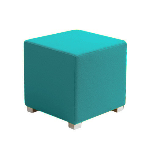 Link Cube Stool Blue Fully Upholstered in Durable Fabric, Part