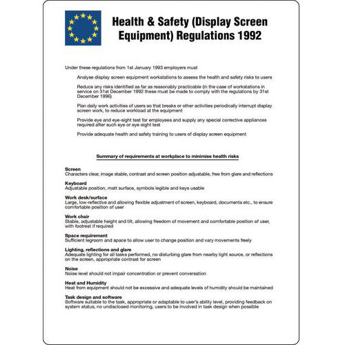 Health And Safety Display Screen Equipment Poster Hunt Office Ireland