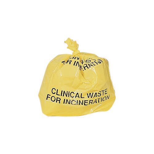 Clinical Waste Bag Yellow Plastic Sack 711mm Wide 90L Pack of 200