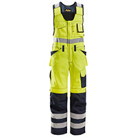 Snickers 0213 High-Visibility One-piece Overall Trousers With Holster Pockets Class 2 Size 84 (Waist:30inch/Height:5&#39;4ft) High-Vis Yellow & Navy