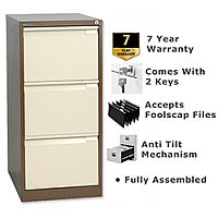 3 Drawer Steel Filing Cabinet Flush Front Brown & Cream Bisley BS3E 3 Drawer Steel Filing Cabinet Flush Front Brown & Cream Bisley BS3E
