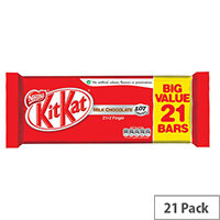 Nestle Kit Kat Milk Chocolate 2 Finger Bars Chocolate Covered Wafer Biscuits Individually Wrapped (Pack 21) Nestle Kit Kat Milk Chocolate 2 Finger Bars Chocolate Covered Wafer Biscuits Individually Wrapped (Pack 21)
