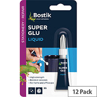 Bostik Glu & Fix Super Glu Liquid Safety Cap Tube 3g Ref 80607 [Pack 12]
