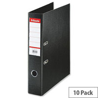 Esselte Lever Arch File Polypropylene Foolscap 75mm Black Pack of 10 Esselte Lever Arch File Polypropylene Foolscap 75mm Black Pack of 10