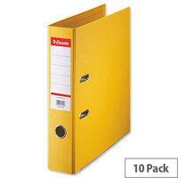 Esselte A4 Polypropylene 75mm Yellow Lever Arch File Pack of 10 Esselte A4 Polypropylene 75mm Yellow Lever Arch File Pack of 10