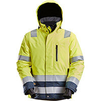 Snickers 1132 High-Vis, Class 3 Waterproof 37.5® Insulated Jacket High Visibility Yellow - Navy Size: S