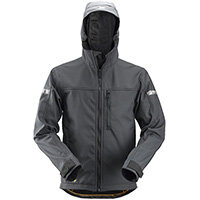 Snickers 1229 AllroundWork Softshell Jacket with Hood Size M Steel Grey & Black