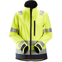 Snickers 1237 AllroundWork Women&#39;s High-Vis Softshell Work Jacket Class 2/3 Size XS Regular Yellow & Navy