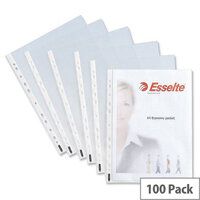 Esselte Economy Lightweight Punched Pocket A4 Clear 43 Micron Pack 100 Esselte Economy Lightweight Punched Pocket A4 Clear 43 Micron Pack 100