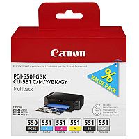 Canon PGI-550 ( 6496B005 ) 6 Colours: PGBK/C/M/Y/BK/GY Ink Cartridge Original