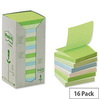 Post-it Z-Note Tower Recycled 100 Sheets per Pad 76x76mm Pastel Assorted Pack 16 Post-it Z-Note Tower Recycled 100 Sheets per Pad 76x76mm Pastel Assorted Pack 16