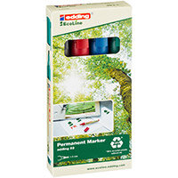 Edding e-22 EcoLine Permanent Marker Chisel Tip Assorted Ref 4-22-4 Pack of 4 Edding e-22 EcoLine Permanent Marker Chisel Tip Assorted Ref 4-22-4 Pack of 4