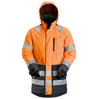 Snickers 1830 AllroundWork, High-Vis Waterproof Parka Class 3 High Visibility Orange - Steel Grey Size: XS