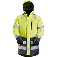 Snickers 1830 AllroundWork, High-Vis Waterproof Parka Class 3 High Visibility Yellow - Steel Grey Size: XS