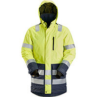 Snickers 1830 AllroundWork, High-Vis Waterproof Parka Class 3 High Visibility Yellow - Navy Size: XS